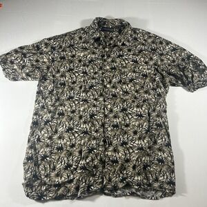 Career Club Hawaiian Palm Trees Short Sleeve Button Up Size Medium Beach